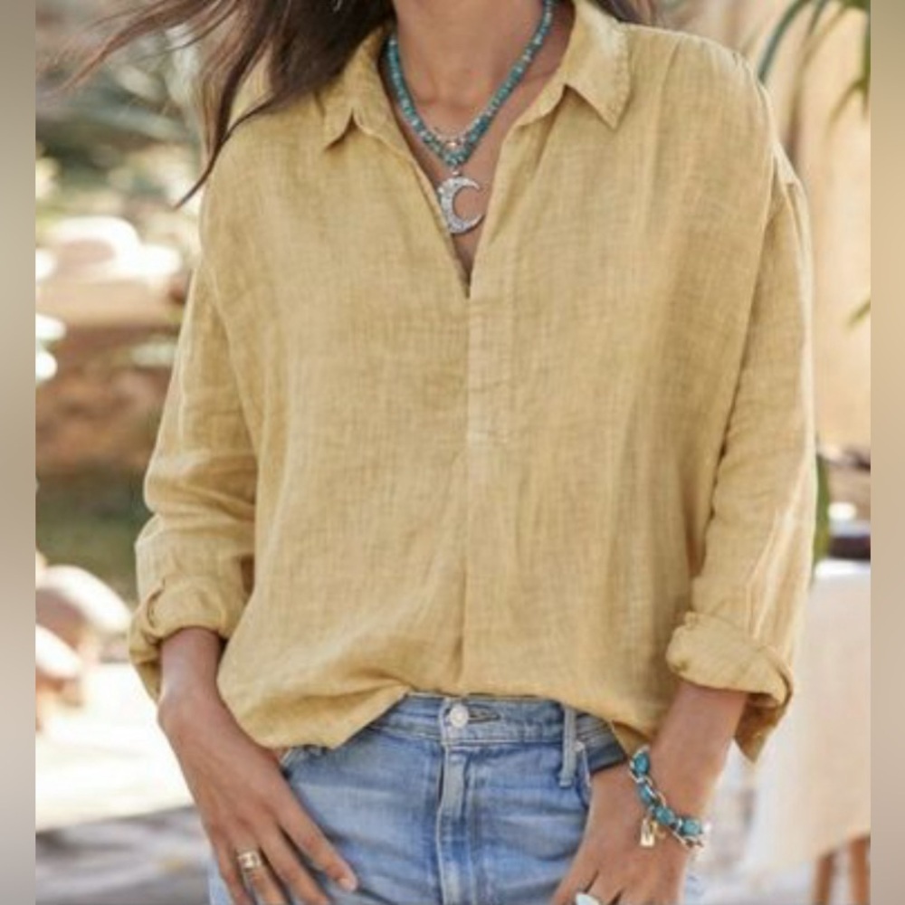 Sundance - NEW - Roaming Free Linen Top. Large.